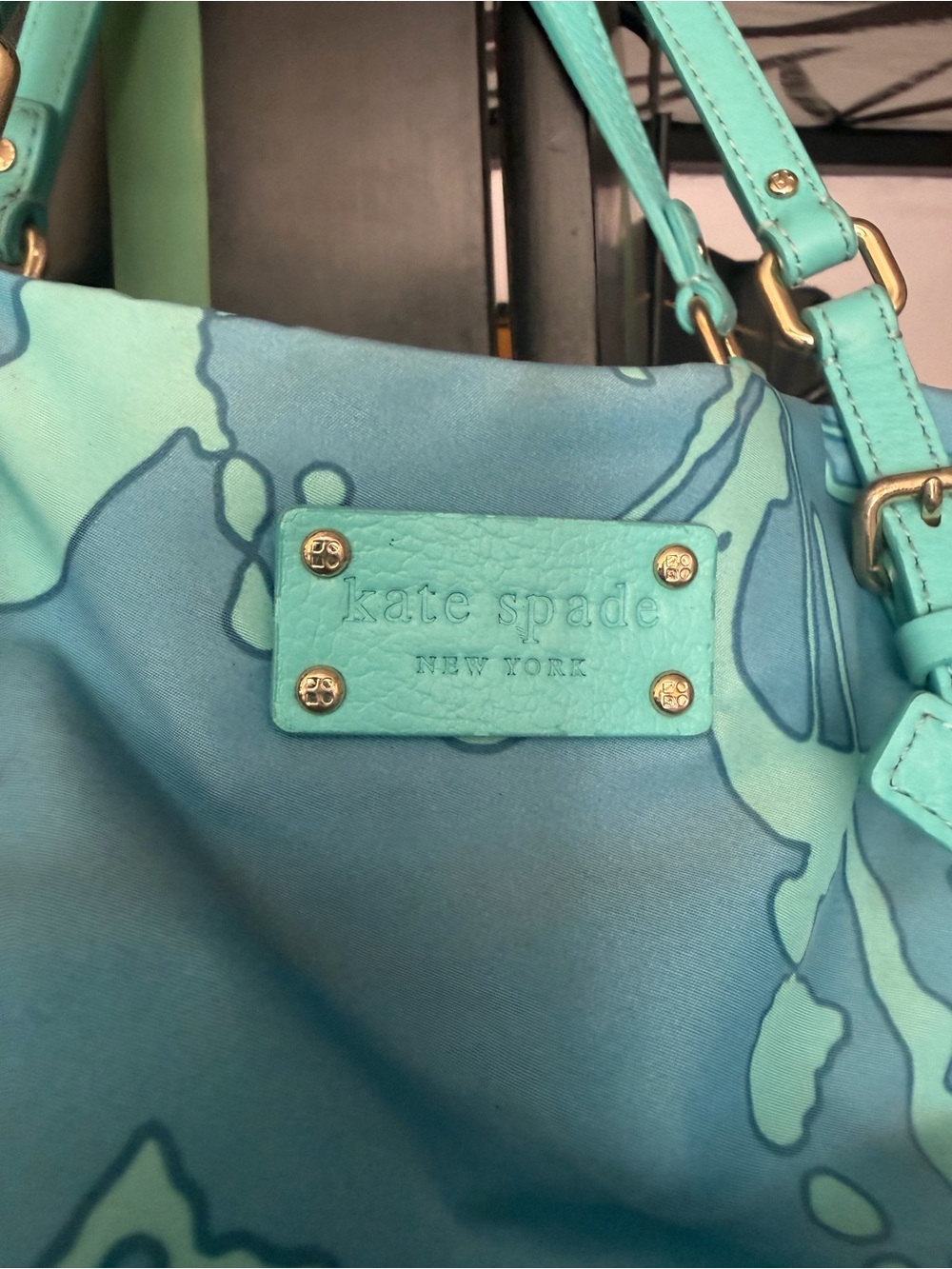 kate spade turquoise floral print tote
